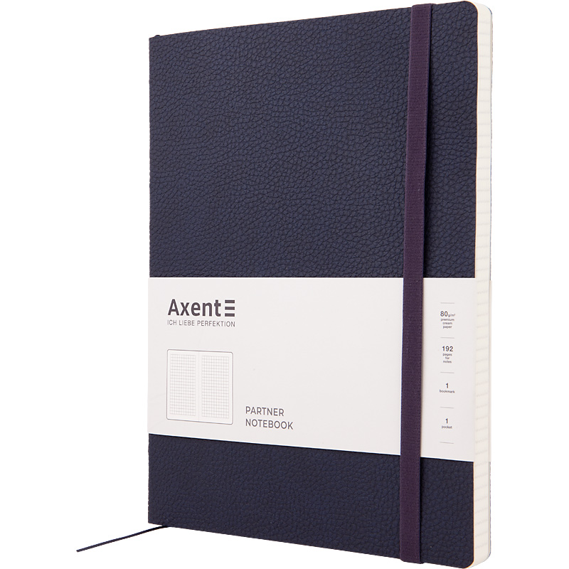 Записная книга блокнот Axent Partner Soft L 190x250 мм 96л клетка синий (8615-02-A)