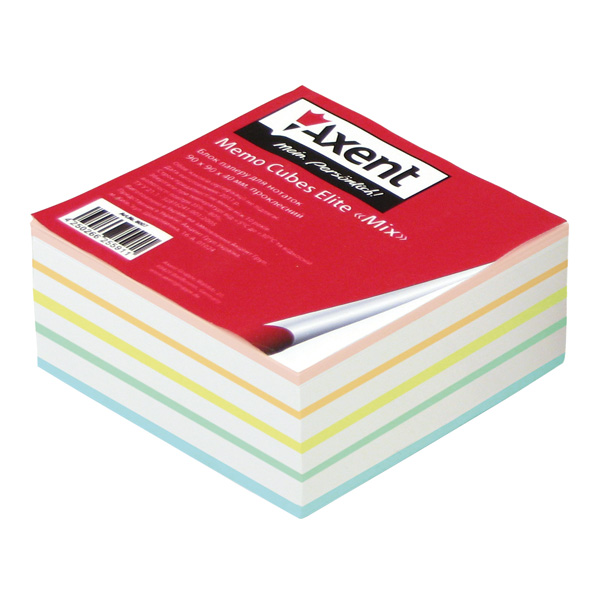 Блок бумаги для заметок непроклеенный Axent 90x90x40мм ассорти цветов 8016-A
