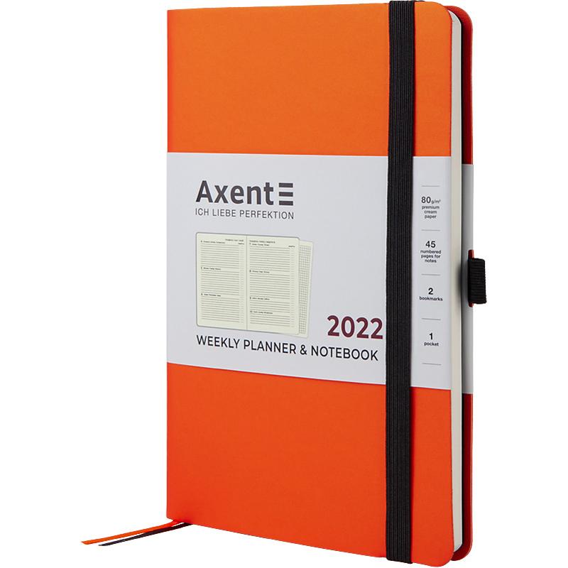 Еженедельник датированный 2022 Axent Partner Soft 125 x 195мм оранжевый (8506-22-12-a)