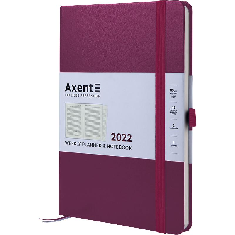 Еженедельник датированный 2022 Axent Prime Strong 145 x 210мм винный (8507-22-46-a)