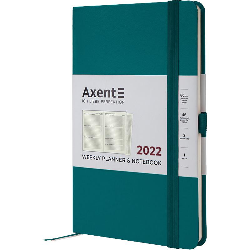 Еженедельник датированный 2022 Axent Partner Strong 125 x 195мм малахитовый (8505-22-31-a)